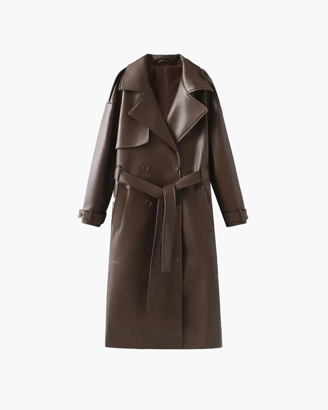 Trench-coat en similicuir noir élégant pour femme