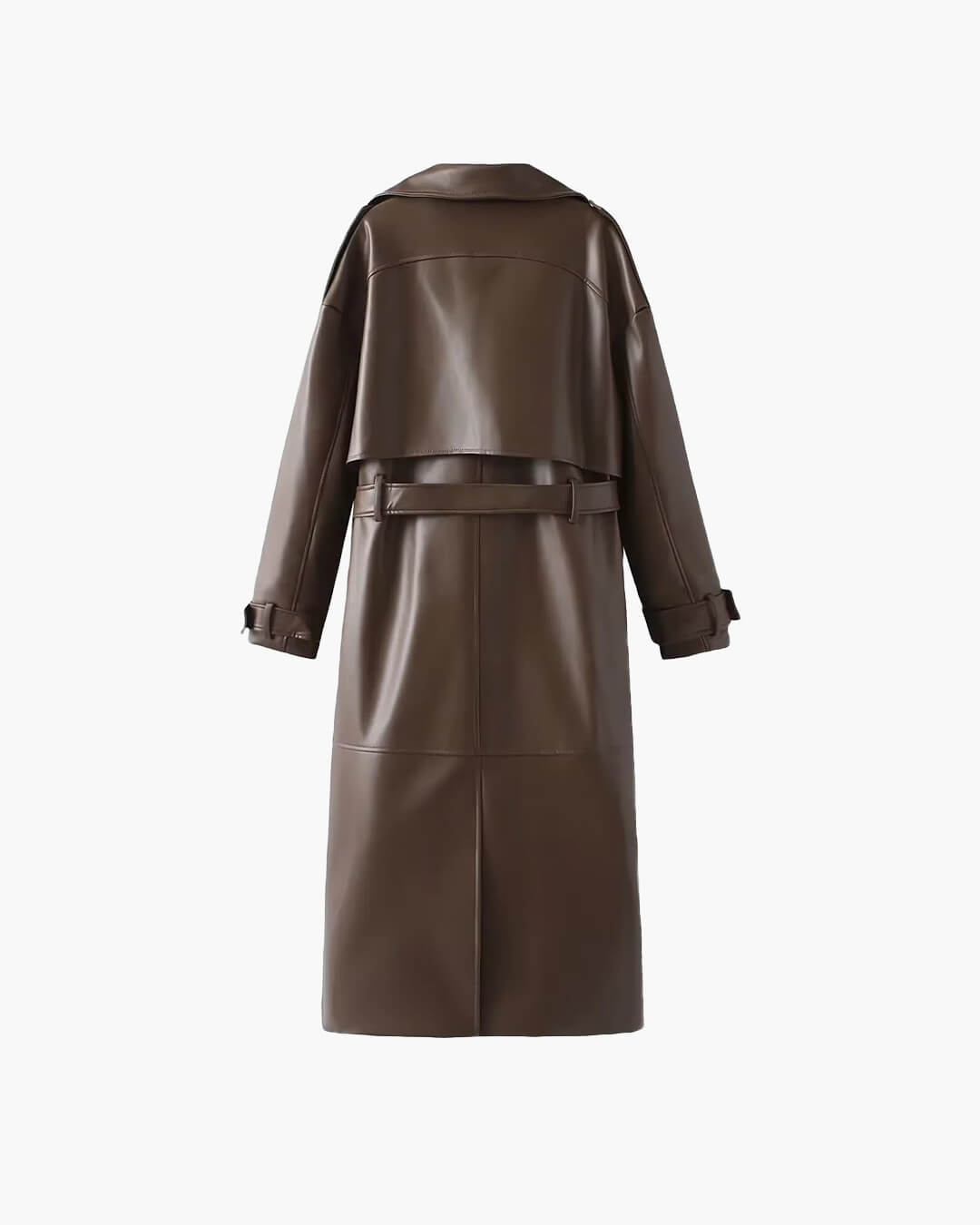 Trench-coat en similicuir noir élégant pour femme