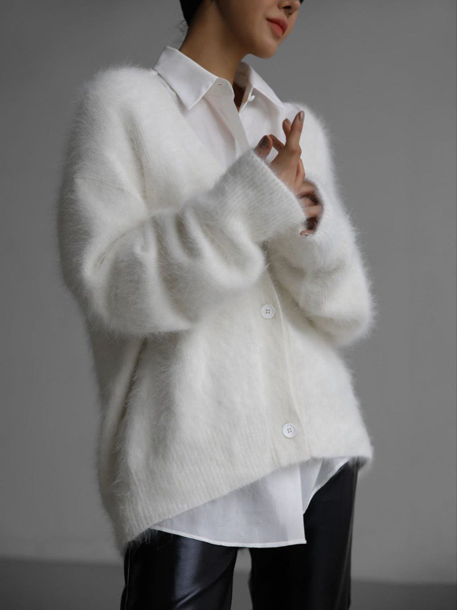 Cardigan en maille pour femme, style épaules dénudées