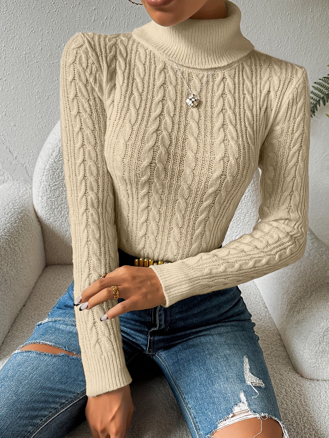 Pull à col roulé doux femme qualité