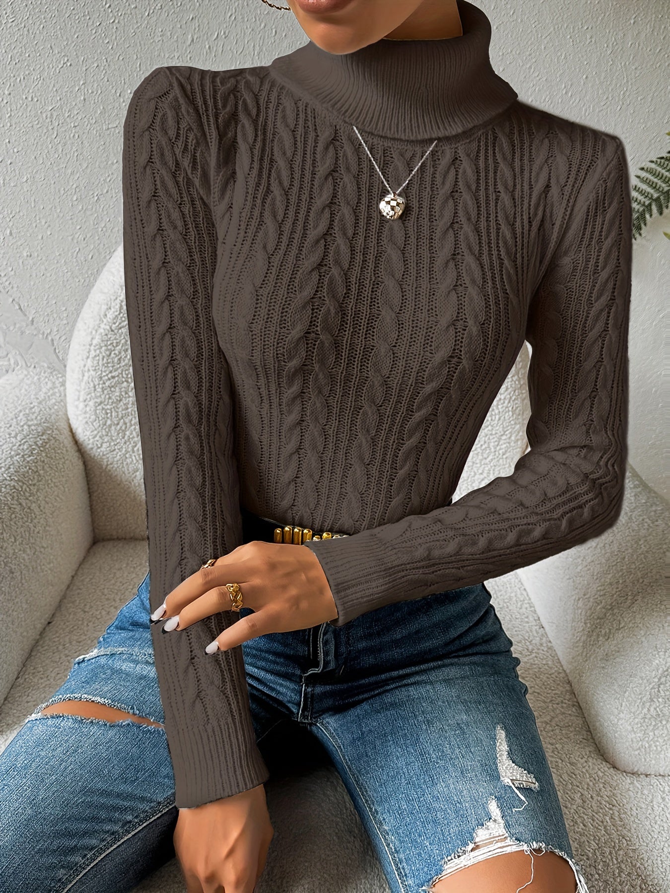 Pull à col roulé doux femme qualité