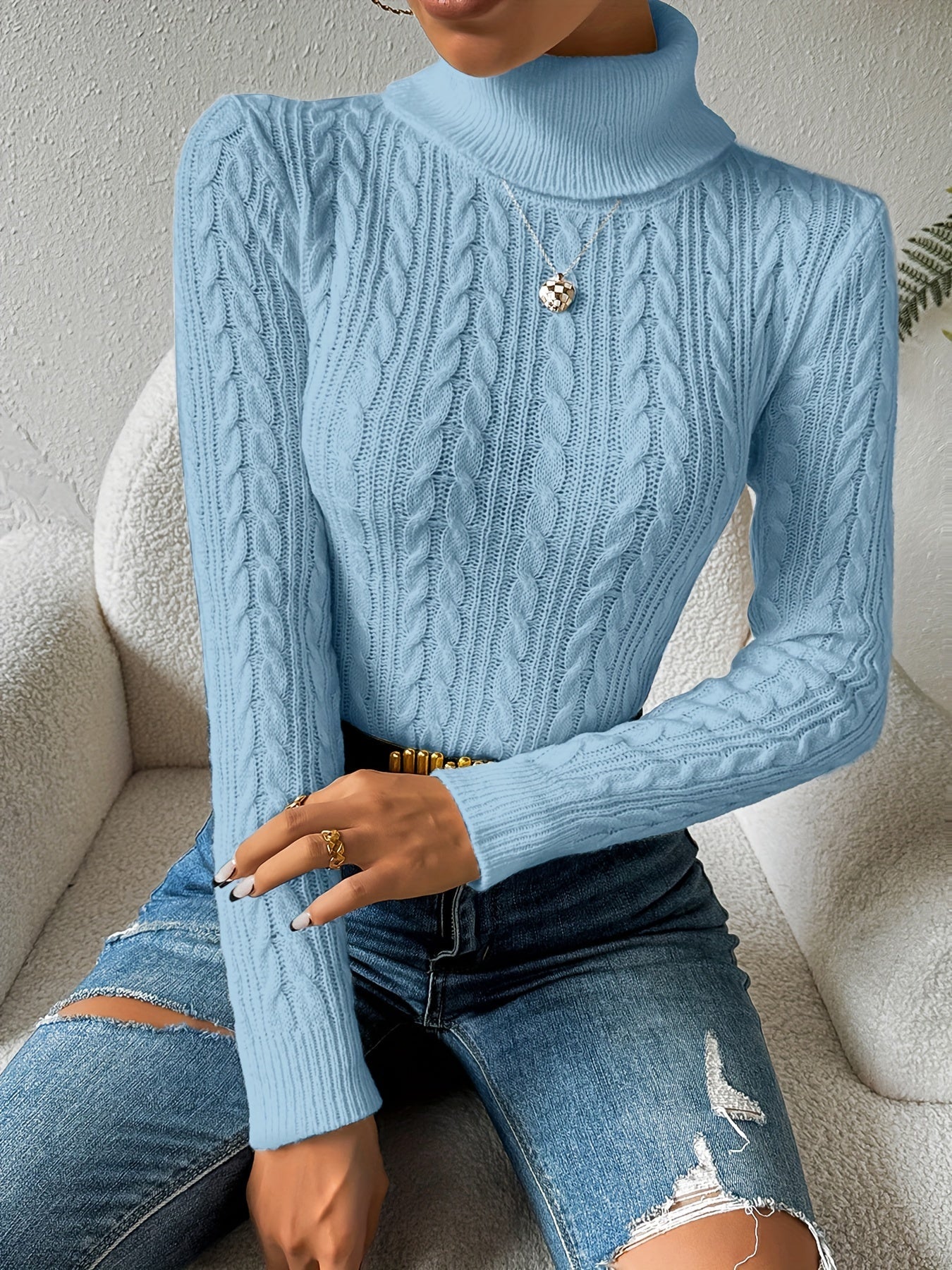 Pull à col roulé doux femme qualité
