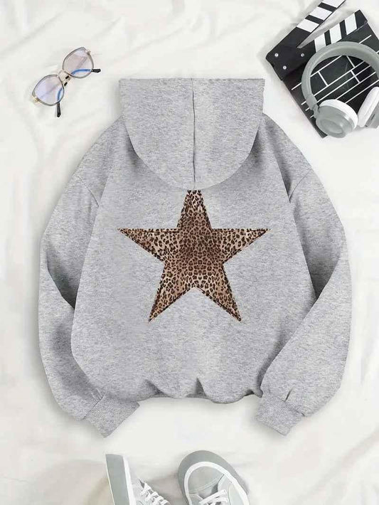 Große Kapuzenpullover Leopardenmuster Trendy - IdealeKleiden