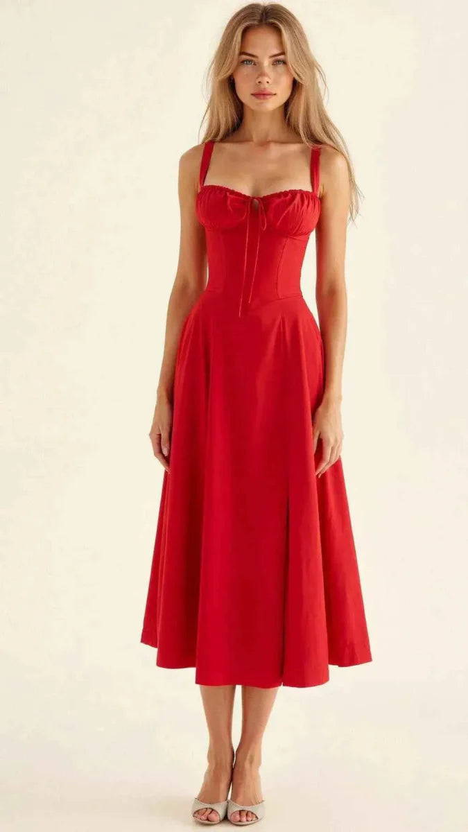 Robe corset féminine à encolure en cœur et nœud