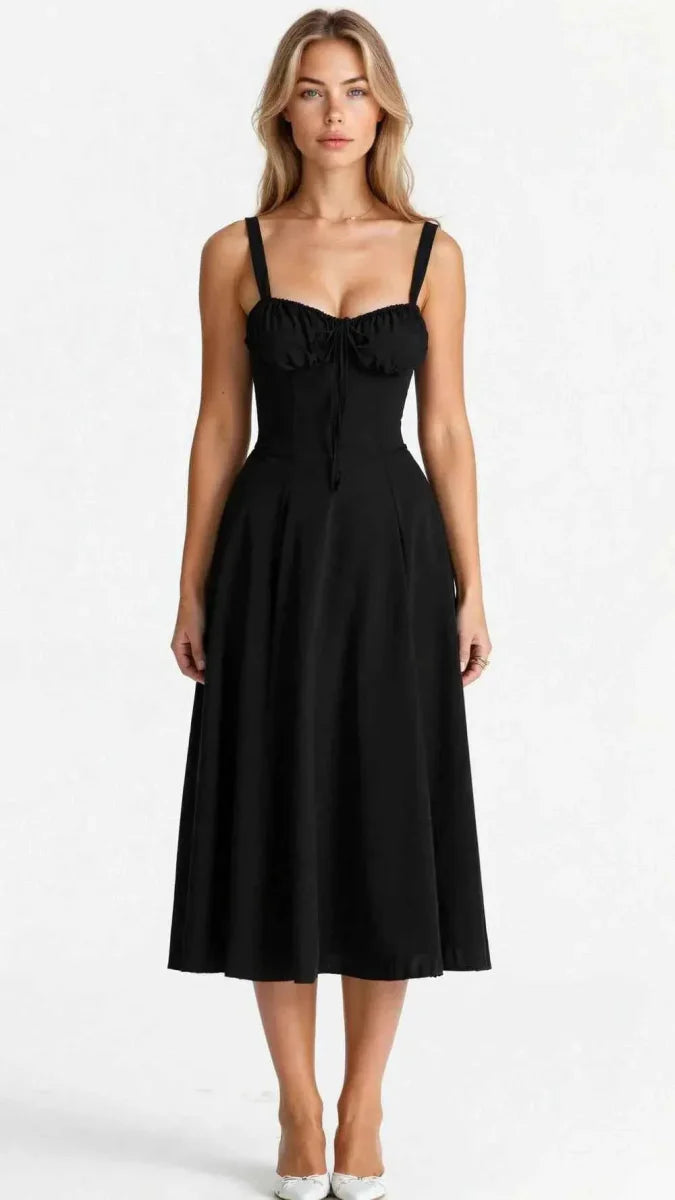 Robe corset féminine à encolure en cœur et nœud