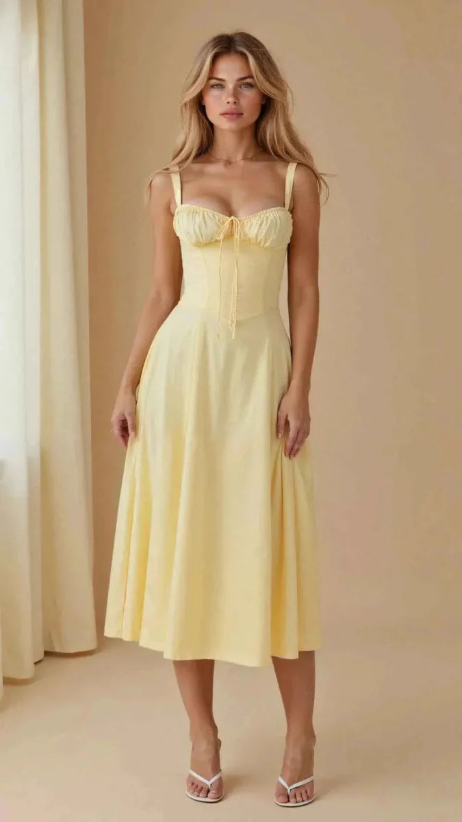 Robe corset féminine à encolure en cœur et nœud