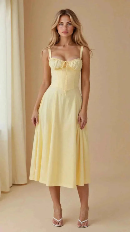 Robe corset féminine à encolure en cœur et nœud