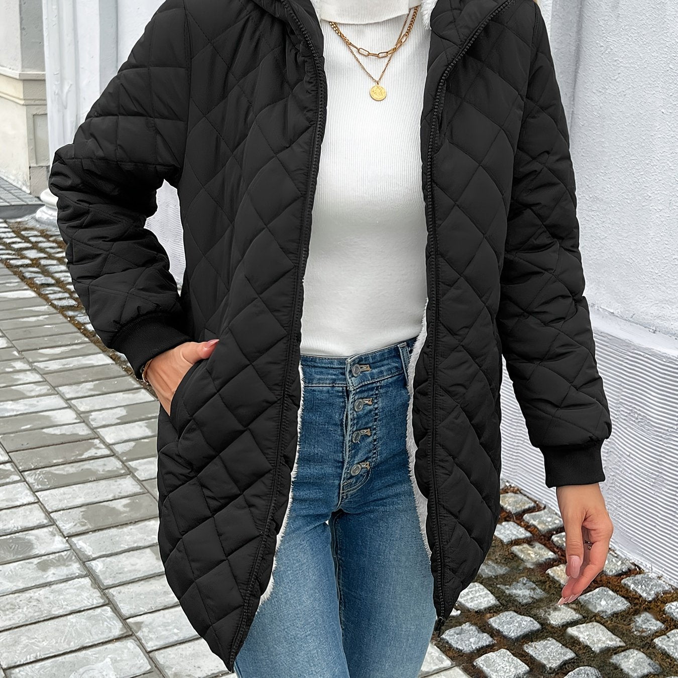 Robe d'hiver chaude | Doudoune zippée rembourrée