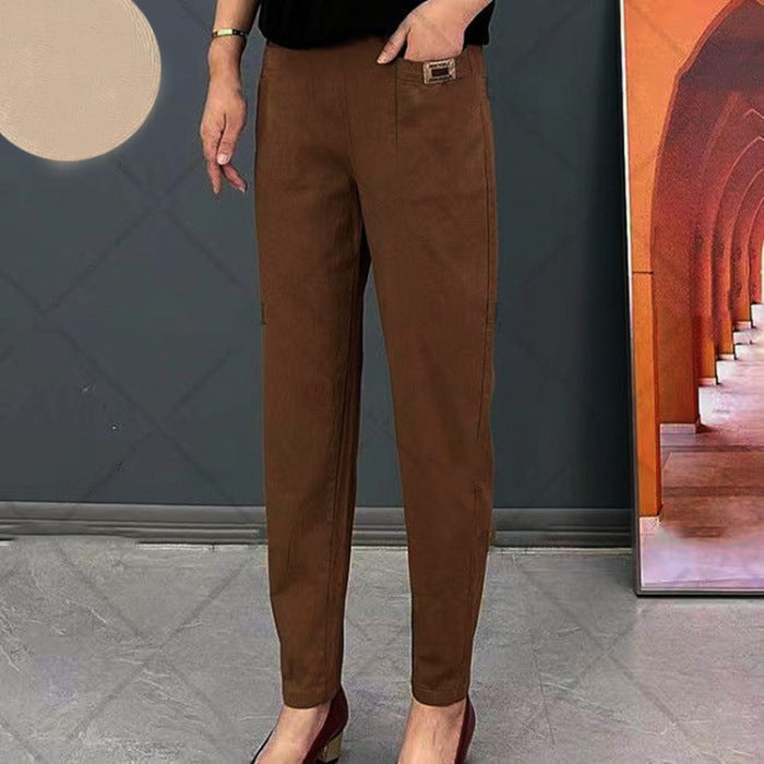 Pantalon confortable en coton pour femme coupe Comfort Fit