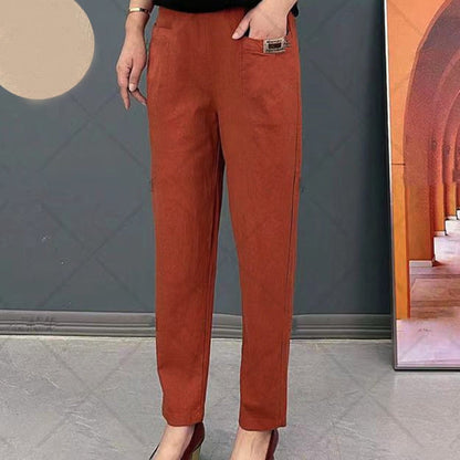 Pantalon confortable en coton pour femme coupe Comfort Fit