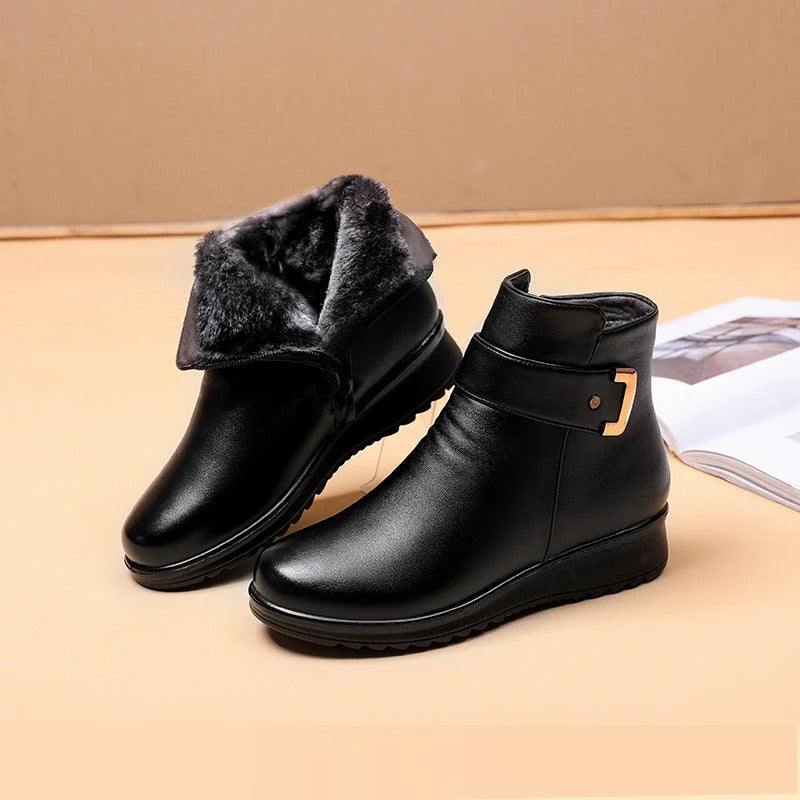 Bottes d'hiver chaudes antidérapantes en cuir PU