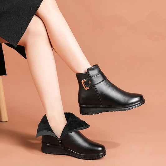 Warme Winterstiefel Rutschfest PU Leder - IdealeKleiden