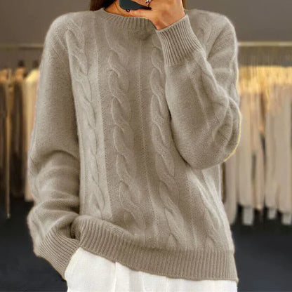 Pull-over en tricot ample Motif torsadé Ourlet côtelé