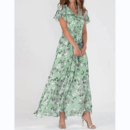 Robe longue femme style bohème à manches flottantes