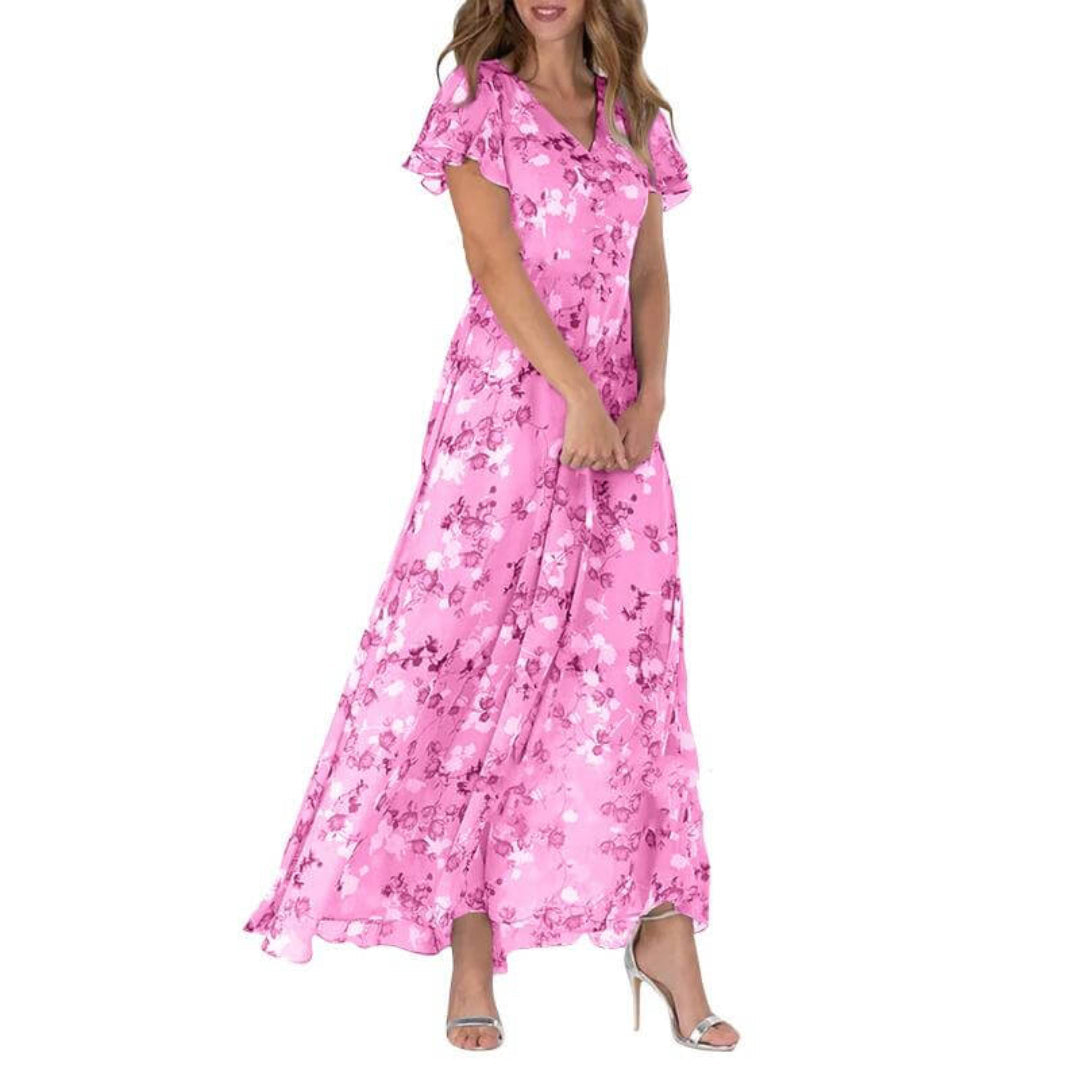 Robe longue femme style bohème à manches flottantes