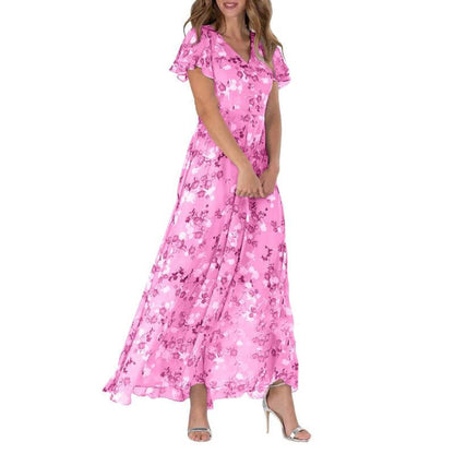 Robe longue femme style bohème à manches flottantes