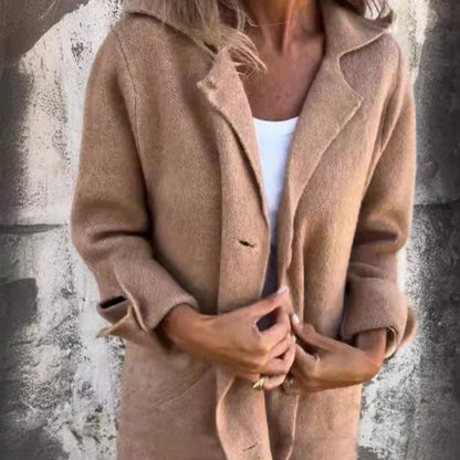 Gemütliche Mittellange Jacke Elegant Manschetten - IdealeKleiden