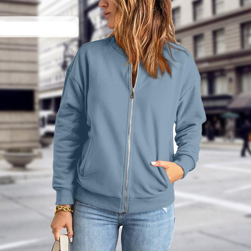 Bomber-Jacke für Damen, Reißverschluss, moderner Stil