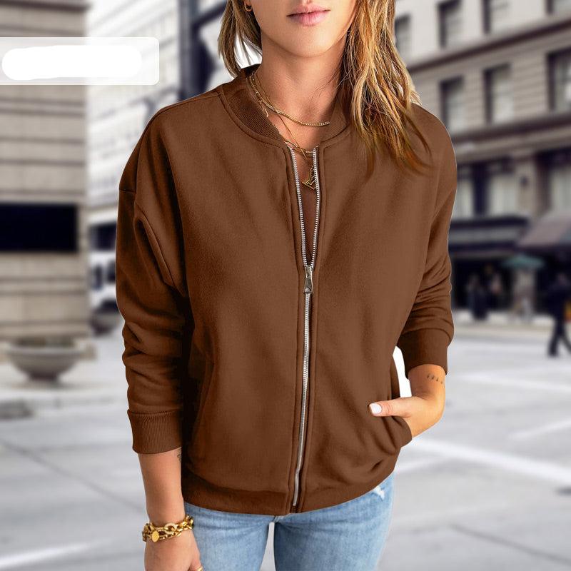 Bomber-Jacke für Damen, Reißverschluss, moderner Stil