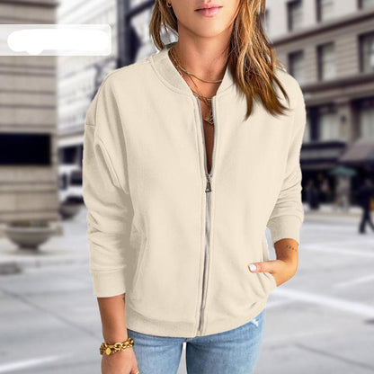 Bomber-Jacke für Damen, Reißverschluss, moderner Stil