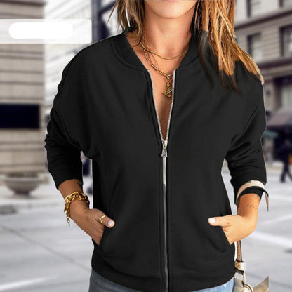 Bomber-Jacke für Damen, Reißverschluss, moderner Stil