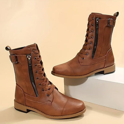 Bottes élégantes à talon épais, tige mi-haute
