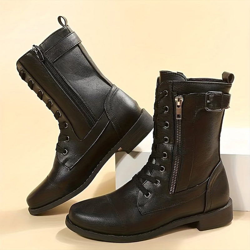 Bottes élégantes à talon épais, tige mi-haute