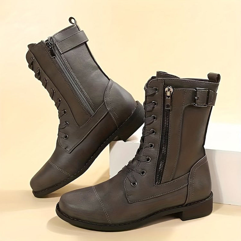 Bottes élégantes à talon épais, tige mi-haute