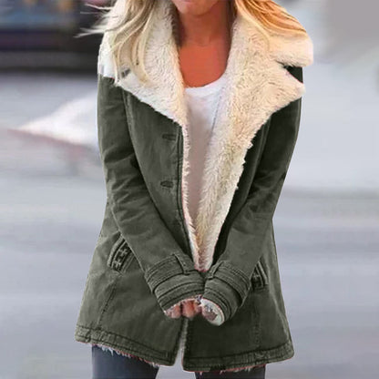Veste d'hiver élégante pour femme avec col à revers