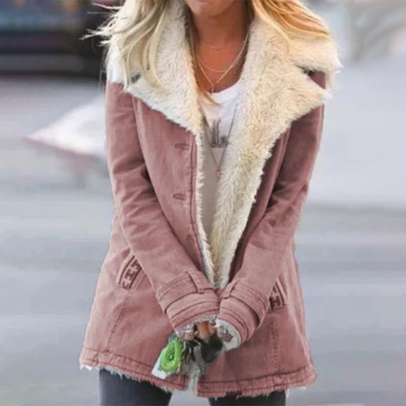 Veste d'hiver élégante pour femme avec col à revers