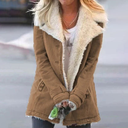 Veste d'hiver élégante pour femme avec col à revers