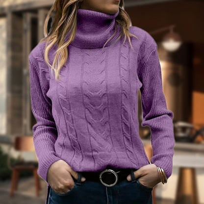 Pull col roulé élégant à manches longues pour femme