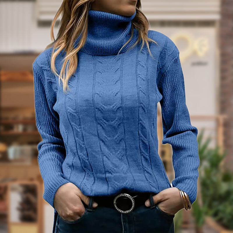 Pull col roulé élégant à manches longues pour femme