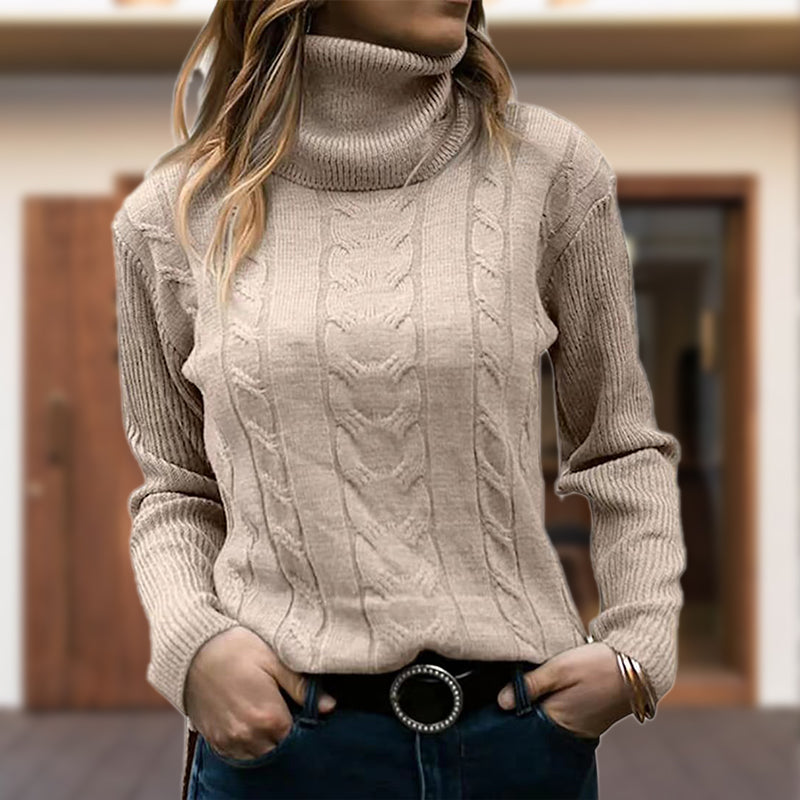 Pull col roulé élégant à manches longues pour femme