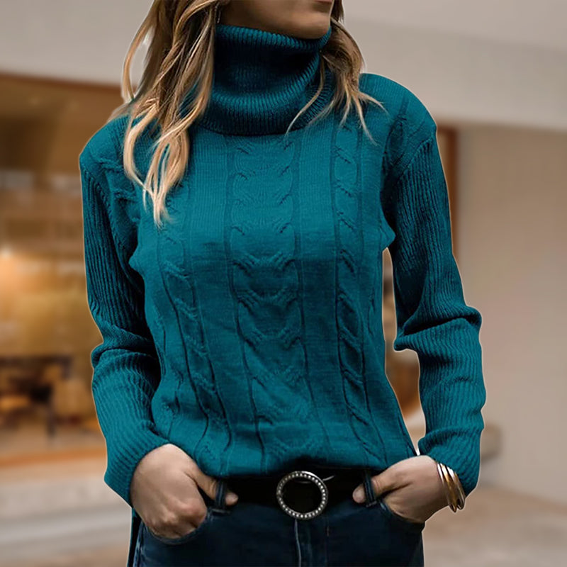 Pull col roulé élégant à manches longues pour femme