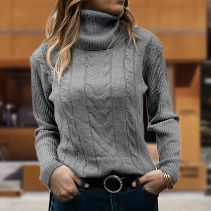 Pull col roulé élégant à manches longues pour femme