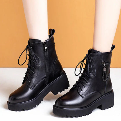 Damen Winterstiefel Pelzgefüttert Chunky Heel Elegant - IdealeKleiden