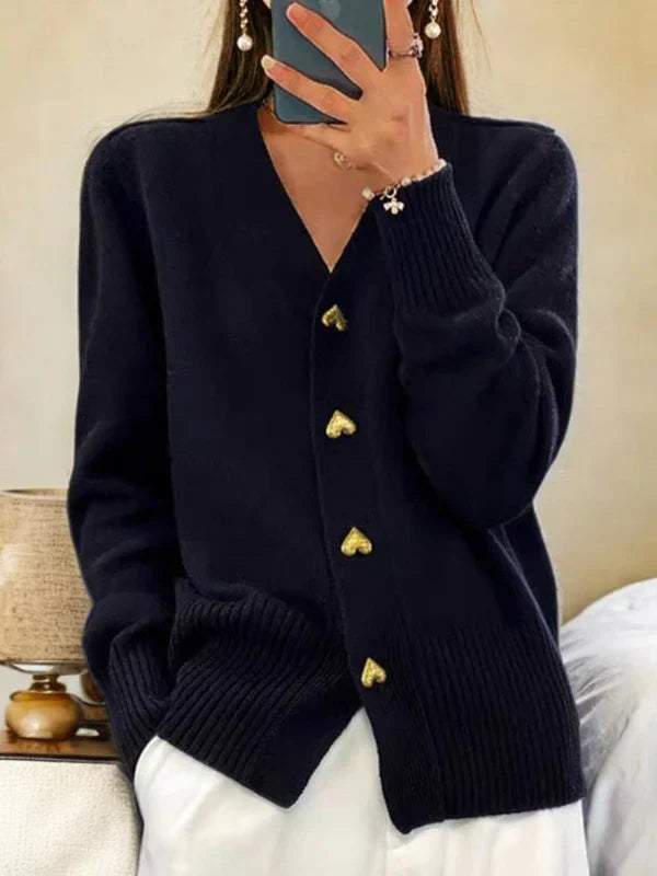 Elegante Strickjacke Mit Knöpfen Damen - IdealeKleiden