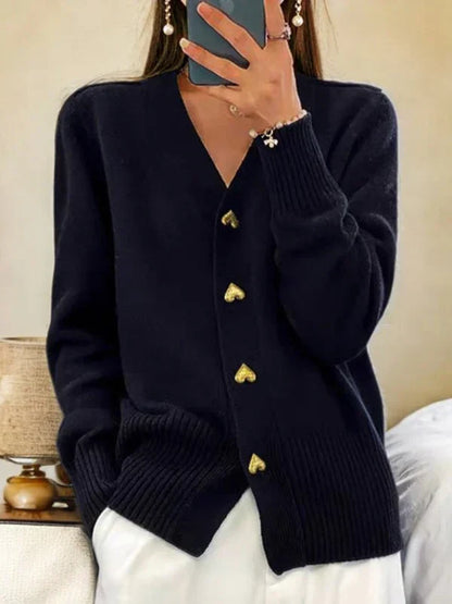 Elegante Strickjacke Mit Knöpfen Damen - IdealeKleiden