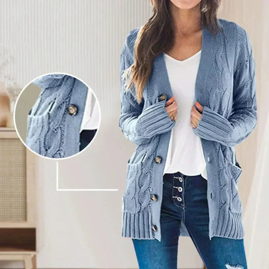 Damen Strickjacke Bequem Vielseitig - IdealeKleiden