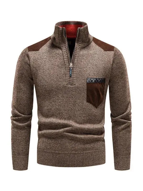 Pull col roulé patchwork homme moderne