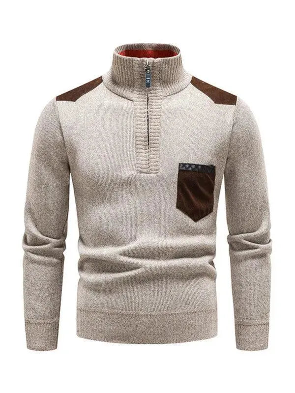 Pull col roulé patchwork homme moderne