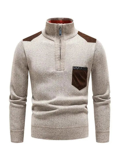 Pull col roulé patchwork homme moderne