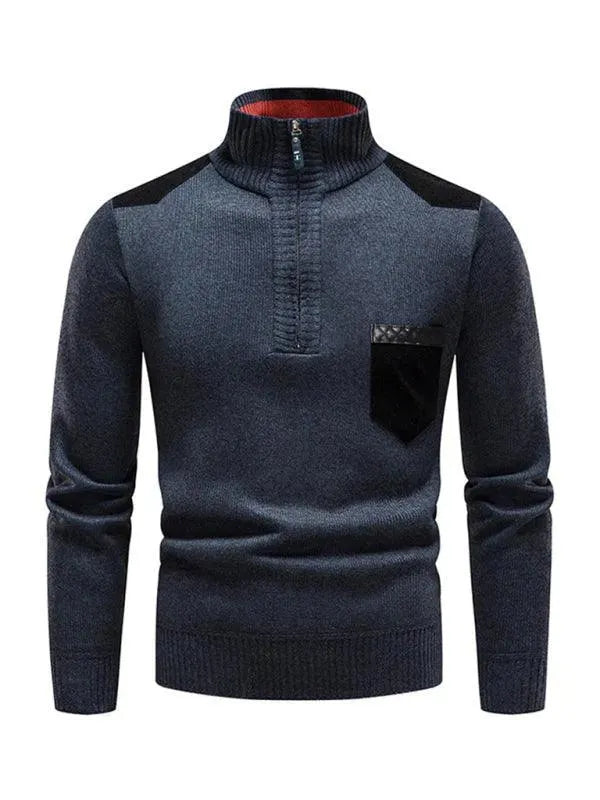 Pull col roulé patchwork homme moderne