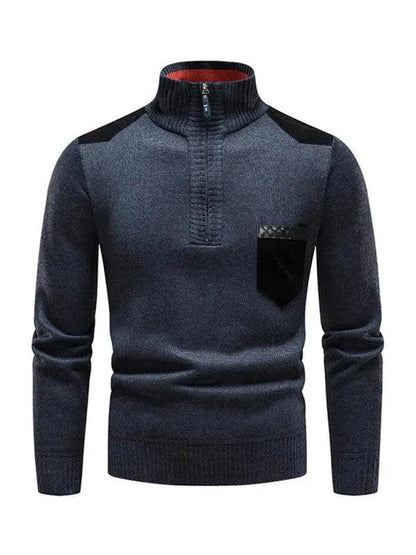 Pull col roulé patchwork homme moderne