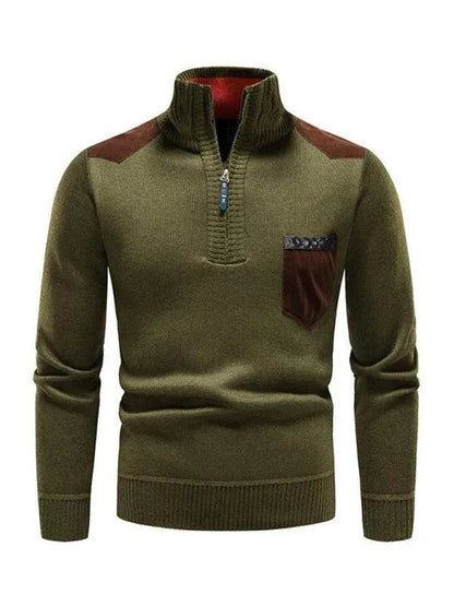 Pull col roulé patchwork homme moderne