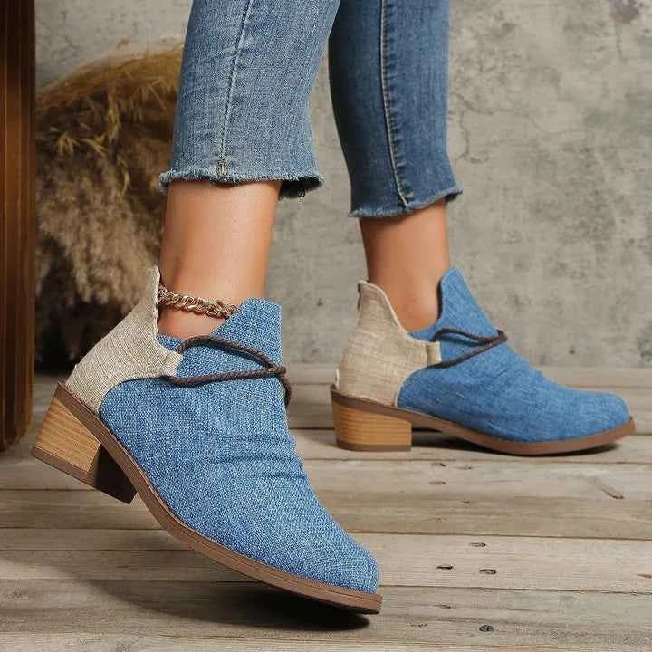 Stiefel Damen Blockheel Schuhe - IdealeKleiden