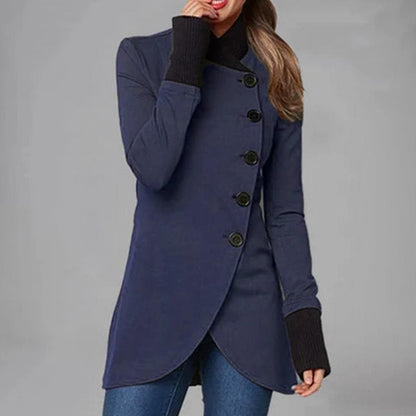 Manteau asymétrique élégant Manches longues Col montant