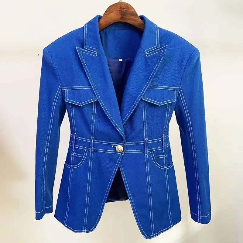 Blazer en jean femme élégant uni