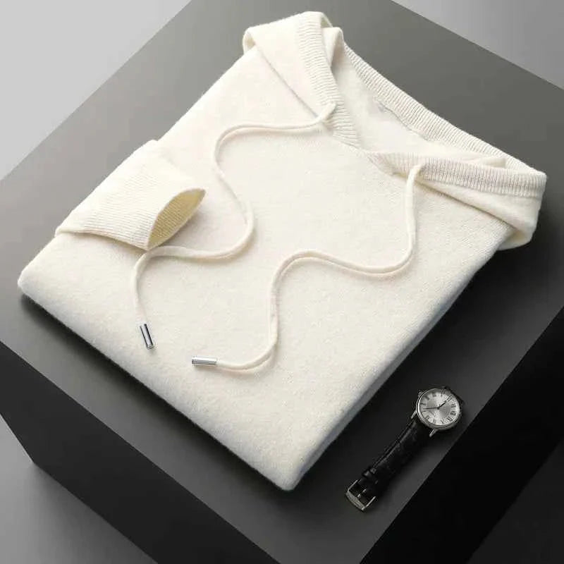 Pull en maille chaud à capuche pour homme